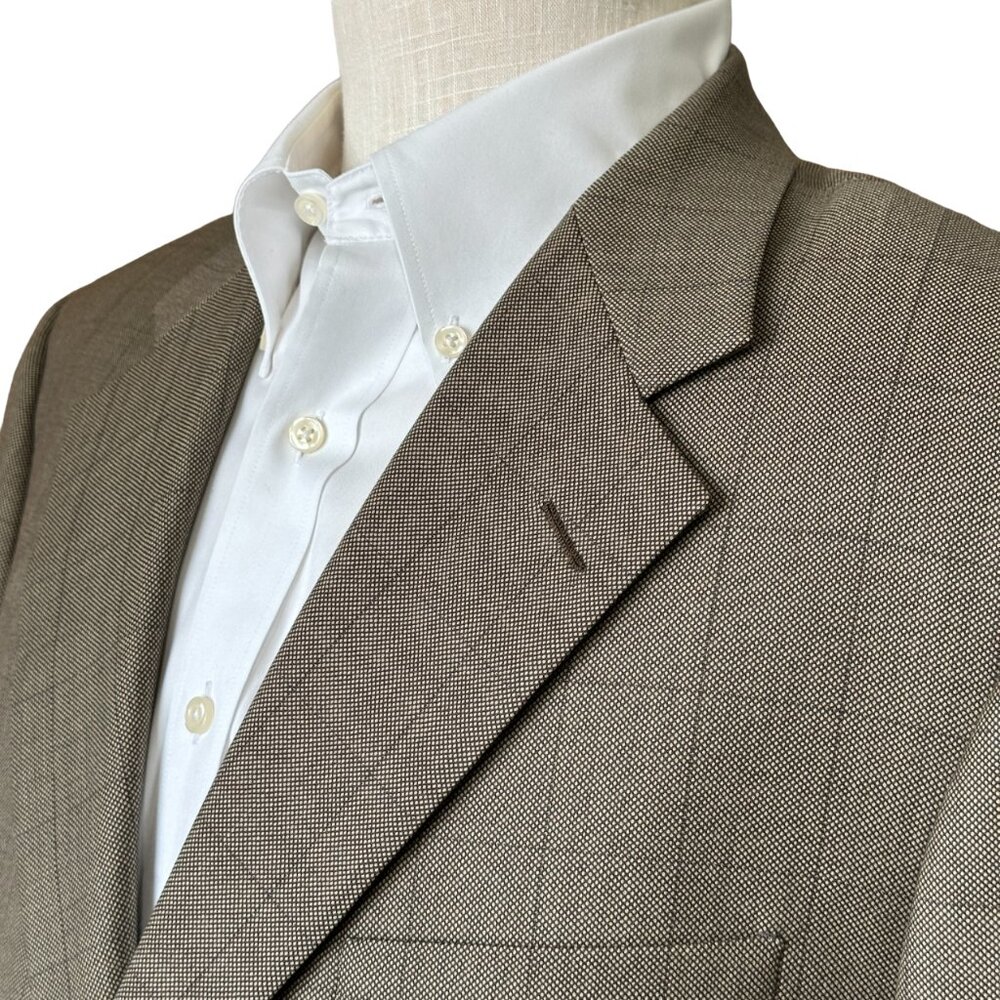 Hickey Freeman Sport Coat Blazer - Sz 44 R - Gray - Windowpane Plaid - 100% Wool